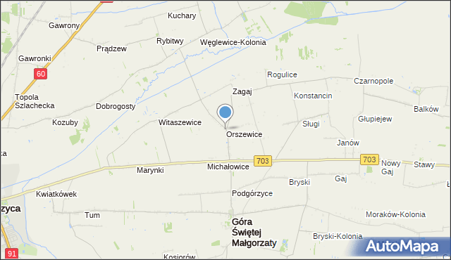 mapa Orszewice, Orszewice na mapie Targeo